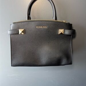 Michael Kors Black Satchel with Gold Accents